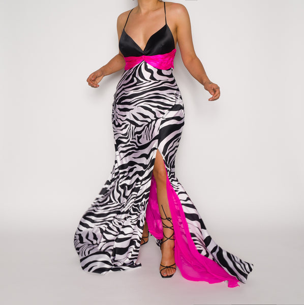 Zebra Print Prom Dress